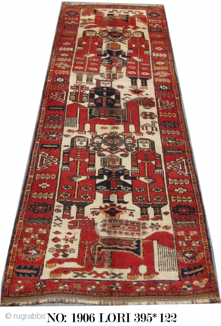 Rug No: 1906, A Luri pictorial rug, circa 1940, collectable piece, all wool, Western Persia, a Gallery sized rug 395x122 cm
It can be shipped to anywhere in the world (shipping & insurance  ...