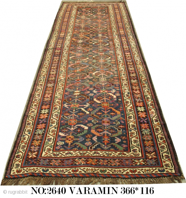 Rug no: 2640, Late 19th Century Persian Varamin, nomadic Kurdi weave woven in a tent near Varamin in North-East of Persia ( Iran) , fully restored, rare, piece, collectable. 
It can be  ...