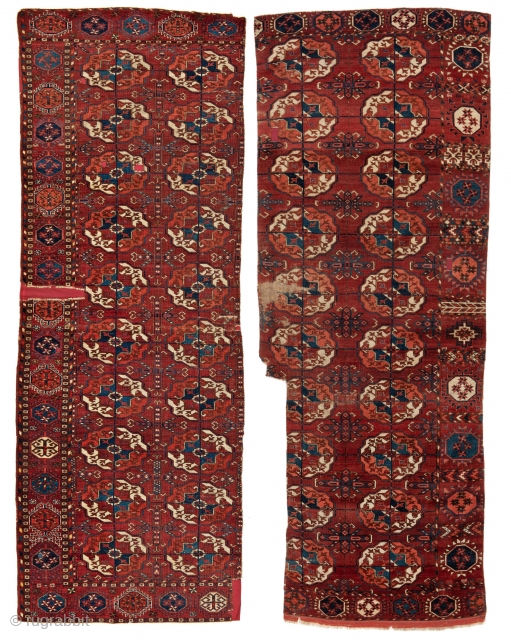 Two good Tekke main rug frags. From two different rugs. Offered jointly or separately. More info and pics if you ask. Inquiries to: finkmarcel.99@gmail.com         