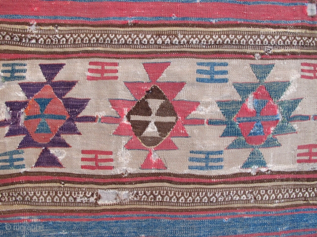 18th century Anatolian Kilim,120x190cm(original size),gorgeous old colors,very fine weave,mounted.Outstanding in it's qualities and beauty!!!                   