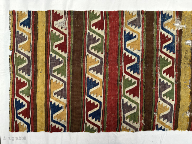 Central Anatolian banded kilim fragment, 1st half 19th c., 78 x 261 cm, professionally mounted on cloth. 
Contact: matthiaswohlgemuth@gmx.ch              