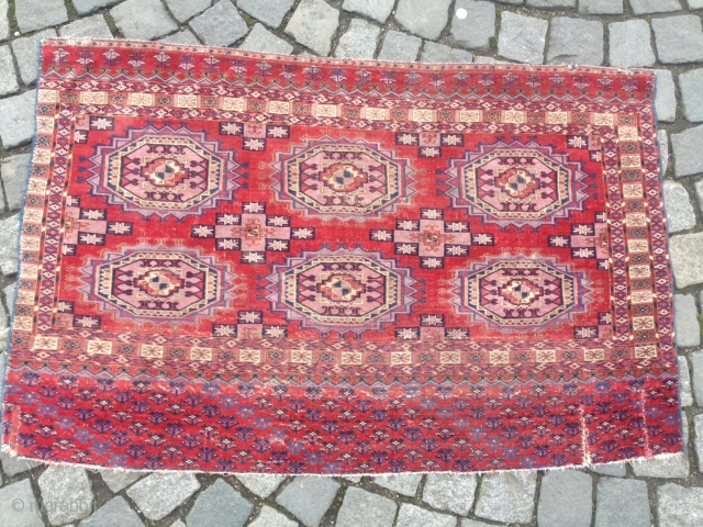 Nice Tekke Chuval, not the oldest but with some charm and some condition issues .. Size ca. 120 x 75 cm.            