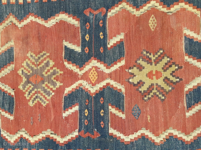 0004   19 th century central Anatolian Konya Obruk kilim..135x290 cm (4.4 x 9.5 feet)                 