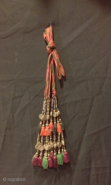 Vintage Uzbek afghan tribal silver tassel

Size :
Height : 80 cm

100% silver handmade

VINTAGE UZBEK TASSELS :
”Segusha”( Triangle) is a decorative embellishments, whose function, was to decorate the beddings tucked away folded against the  ...