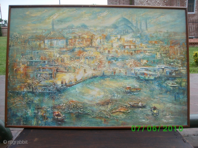  tualüzerine yağlı boya tablo istanbul 120x80                          