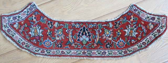 Khorasan Dorodkhsh saddle cover fragment, 19th cent. Great condition with natural colors. Moth nibbles on back side but it has been to freeze. Size: 32” X 7” (82 cm × 18 cm).


  