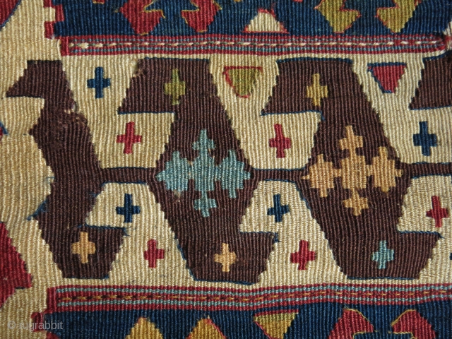 Shahsavan kilim bag face fragment. All good colors. 19th century. Size: 69 cm x 33 cm (27" x 13").              