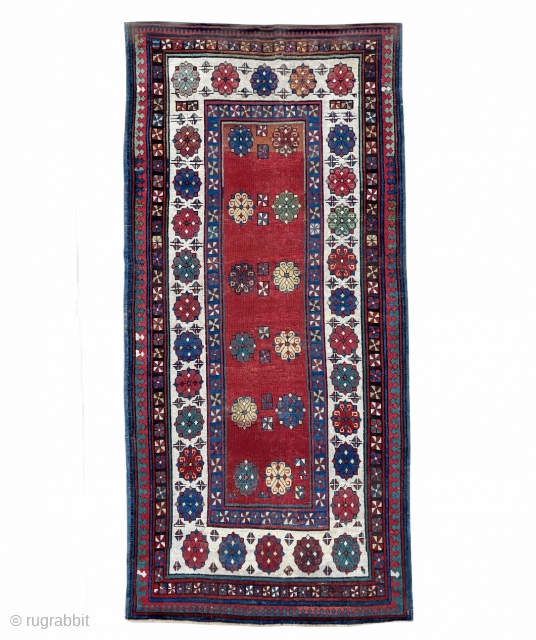 Caucasian Talish Rug with beautiful colors - 3'10 x 8'1 - 117 x 245 cm - High resolution pictures and details available on request         
