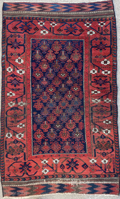 Baluch Rug with Mina-khani border and beautiful colors - 2'9 x 4'9 - 90 x 150 cm - email - mete@yorukruggallery.com for price and questions        