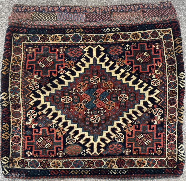 Southwest Persian Luri Bag complete with kilim back with top colors and in great condition - email mete@yorukruggallery.com               