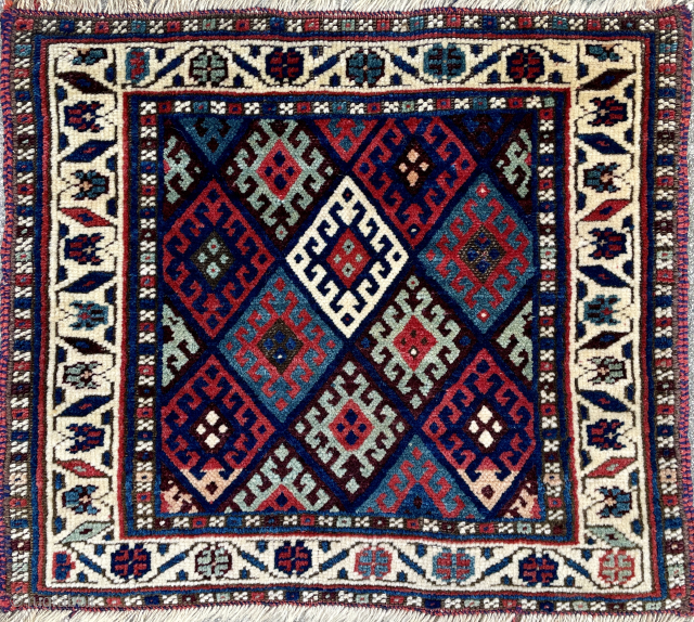 Beautiful Kurdish Jaff bagface with glossy wool and juicy colors - can email high resolution images on request  - email mete@yorukruggallery.com - see my other listings      