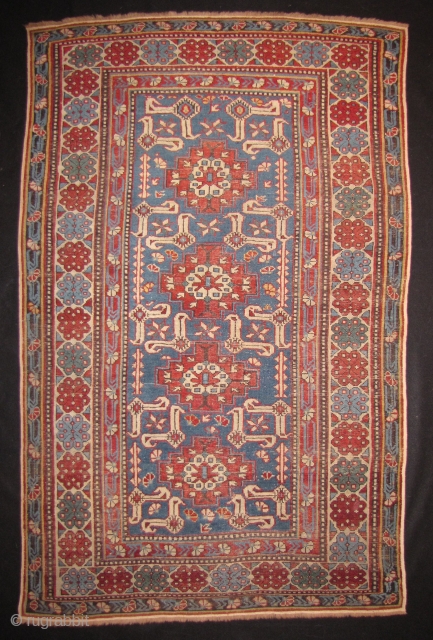 Late 19th c. Caucasian Karagashli Kuba Rug, 3'6 x 5'4 ft.                      