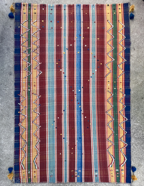 Qashqai Moj Jajim Kilim in great condition with beautiful all natural colors - email mete@yorukruggallery.com                  