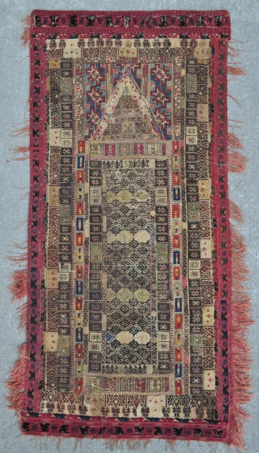 Ottoman Greek Embroidery Prayer Rug - 24" x 51" - 61 x 130 cm.                   