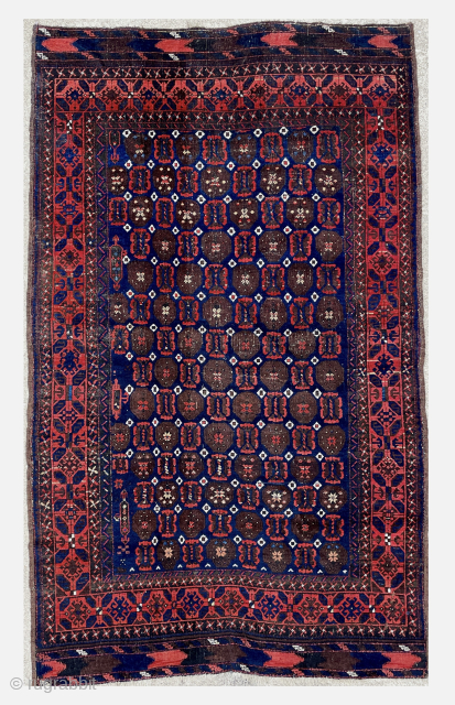 Large Old & Colorful Baluch Rug with glossy wool and tight weave - email yorukrugs@gmail.com for extra pictures and details             