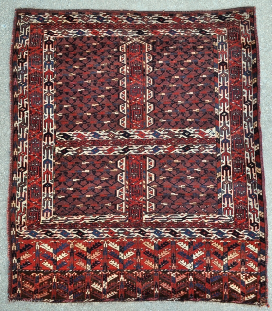 Turkmen Yomud Ensi - c. 1870 - 4’8 x 5’4 ft – 143 x 162 cm.                 