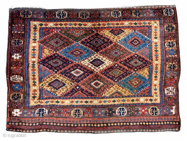 Scrumptious NW Persian Kurdish Tribal Chuval with amazing range of natural colors and super silky and meaty wool pile in remarkable condition - 41” x 31” - 105 x 79 cm. Could  ...