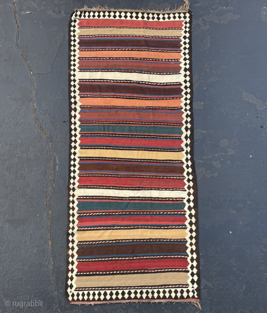 Shahsavan Kilim in good original condition and great saturated colors - 4'10 x 11'3 - 150 x 345 cm - reasonable price! for inquiry please email - yorukrugs@gmail.com     