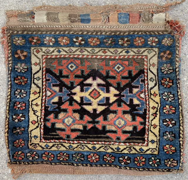 Shahsavan or Kurdish Bagface with bold drawing, lovely colors and kilim back -19th century - 25” x 24” – 64 x 61 cm  email yorukrugs@gmail.com for purchase info - link for  ...