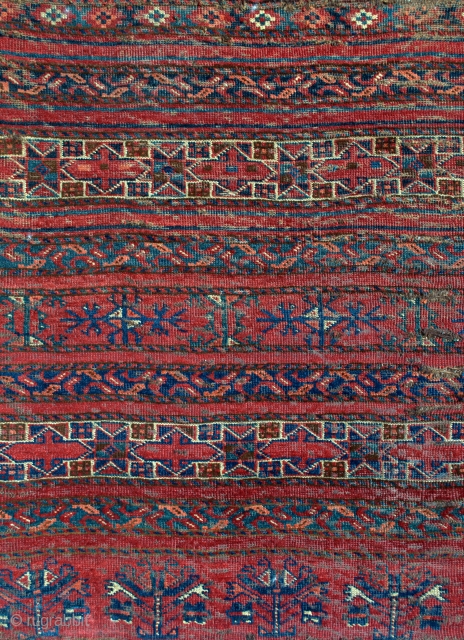 Early Turkmen Ersari Banded Chuval - 38" x 66" - 97 x 168 cm.                   