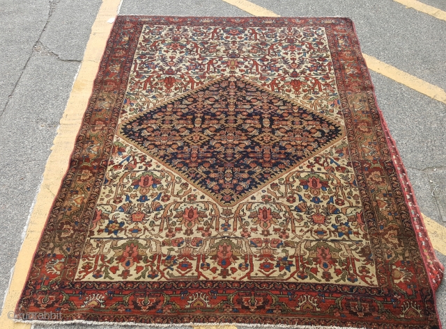 A Fine Antique Malayer rug 6ft x 4ft3. In good conditon, sides rebound and ends stopped.                 