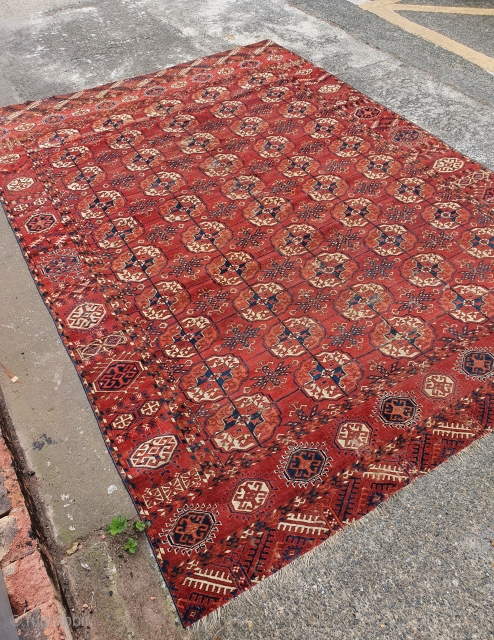 Antique mid 19thc tekke carpet.
270x185. Some wear and damage but good age and colour
800usd plus shipping                 