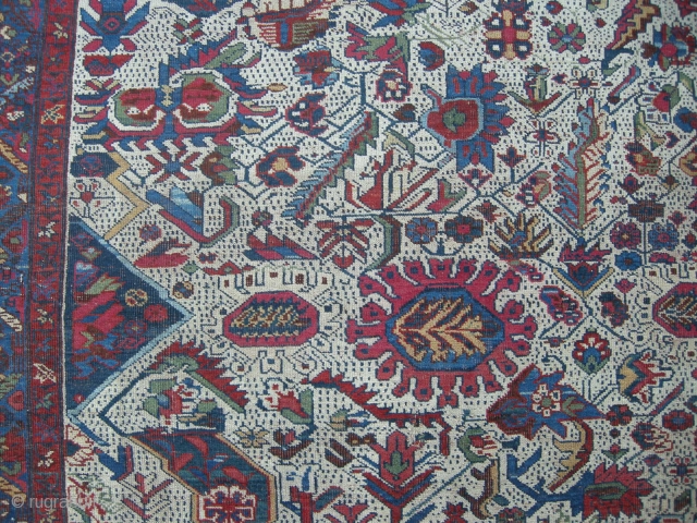 Very rare and unusual Antique afshar rug , 5ft x 3ft 8. This highly unusual Afshar , late 19th c. Very light wear to field. Sides overbound but not missing, end secured  ...