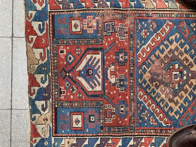 Beautiful colors , older example and unusual caucasian Prayer rug in condition as you see , size : 118x90cm , Price : if you 1200 euros and good taste , just buy  ...