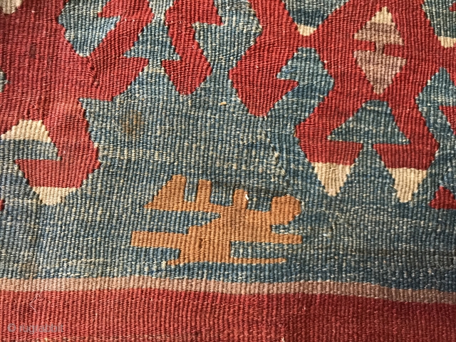 Fragment of an Anatolian kilim so called Saf . Cool piece ! Size : 182x122cm
Circa 1850 or 3/4 years before:-) price : SOLD.          