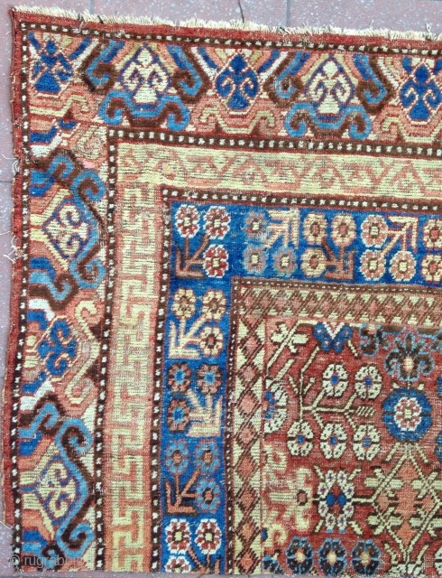 Beautiful type of Rare Kashkar rug ( fragment )
Warp : Cotton , Weft : wool .
Size : 177x150cm
Circa : Second half of 18th.          