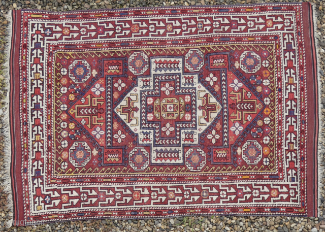 Bergama rug 260 cm x 188 cm early 20th century, very good condition, one corner repaired and one fold-wear repair well blended.           