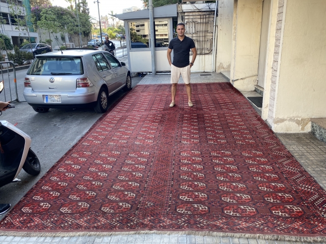 A large turkmen rug kizil ayak size 680x350 cm 
In good condition circa 1880                   