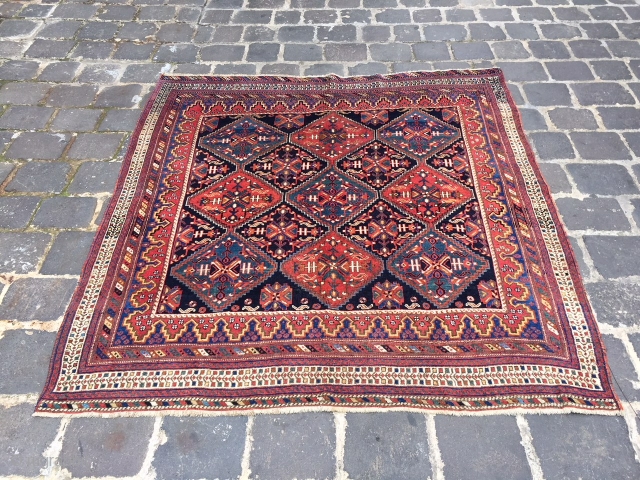 Afshar wool foundation in very good condition circa 1890 
rare size 175x160 cm                    