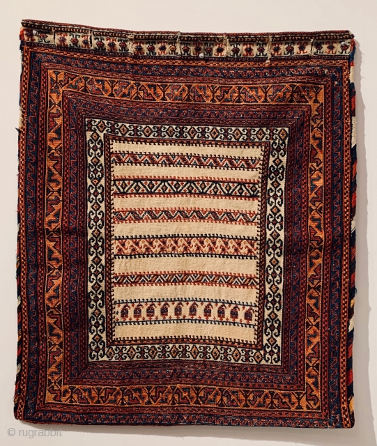 # 4933
Afshar grain bag from the southwest Persia, Circa late 19th. Century. Measures out 2-3 x 2-8 ft.               