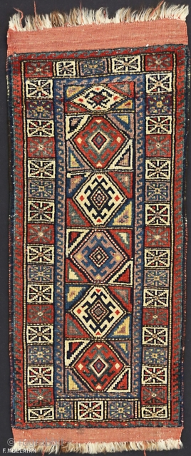 Antique Persian Kurdo Rug, ca. 1920,

70 × 36 cm (2' 3" × 1' 2")                   