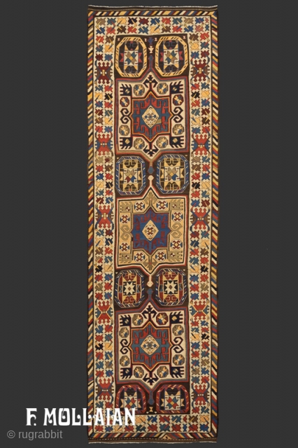 Beautiful Borcialu Antique (Caucasian) Kilim Kalleh, ca. 1890,

435 × 134 cm (14' 3" × 4' 4")                 