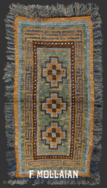 Beautiful Green-Tone Tibetan Antique Hand-Knotted Rug, 19th Century
170 × 90 cm (5' 6" × 2' 11")                 