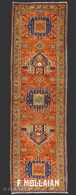 Beautiful Tribal Design Antique Persian Long Runner Heriz Rug, 19th Century

305 × 93 cm (10' 0" × 3' 0")              