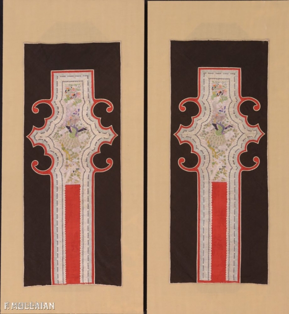 A Pair of Small Antique Silk Chinese Textiles, ca. 1900

76 × 31 cm (2' 5" × 1' 0")               