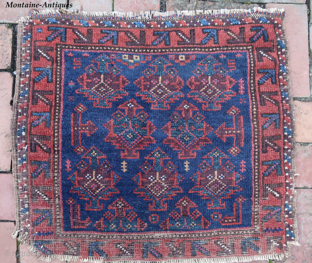 Western Afghan Baluch Bag Face--approx 21 × 23” 

Baluch version of Zill-i Sultan motifs with arrow border. Likely Western Afghanistan.

Ex James Douglas personal collection. Mr. Douglas was a scholar and aficionado of  ...