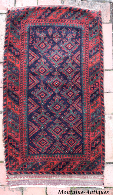 Baluch Balisht Bag Face-- approx 18 × 31” 
Bedding bag face with Sistan-type with Timuri vase motif; possibly southeast Persia. 

Ex James Douglas personal collection. Mr. Douglas was a scholar and aficionado  ...