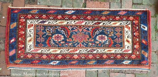 Kurdish Choval--  22 x 51 inches. Bright, plush, colorful old piece in near mint condition. Elements of design and other things suggest Veramin area. The weave is more typical of northwest  ...