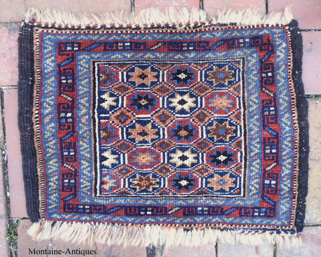 Small Fine Tribal Bag Face with stars c 1910--approx 14 x 18”

Tightly knotted with brown single weft. Possibly Khorasan area.  Ex collection of the late James Douglas, scholar and author. 

Very  ...