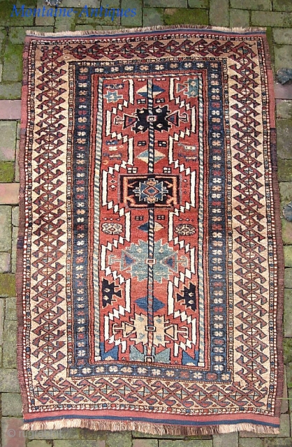 Tribal Dozar--3 ft 10 x 6 ft 3 inches. Plush artistic. Uncertain origin. Note extra wide selvedges. We have just posted 40 nice fresh pieces on the web site: www.montaine-antiques.com.   