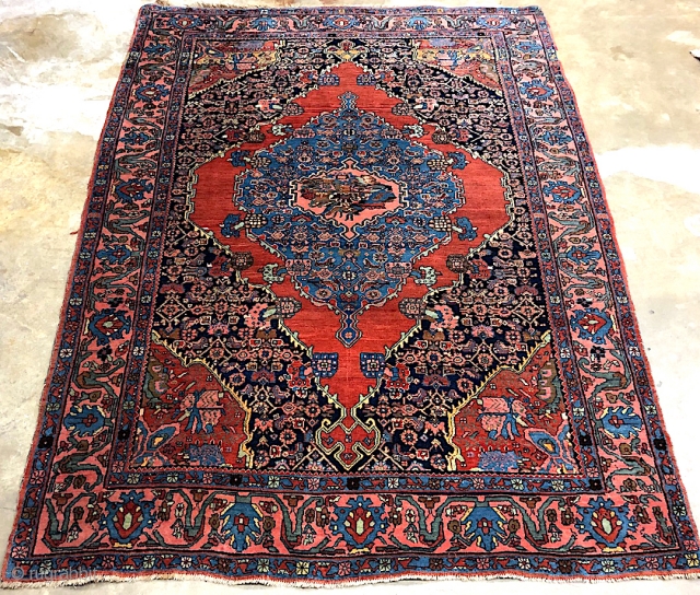 Bidjar-- approx 4.9 x 6.9-- Circa 100 years old. Classic open medallion on wool foundation. One of the finest and most beautiful examples ever. Terrific pristine  condition. Call me for in  ...