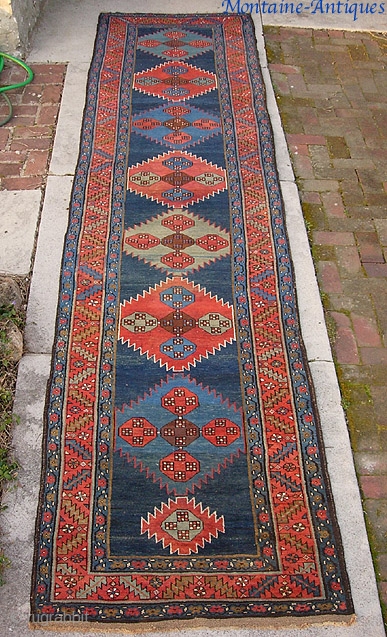 Bakshaish 3 ft 3 by 14 ft 4 inches. Found here in the US.  A legit 19th cent ethnographic piece in pretty amazing pristine condition. Fine weave-- all wool foundation with  ...