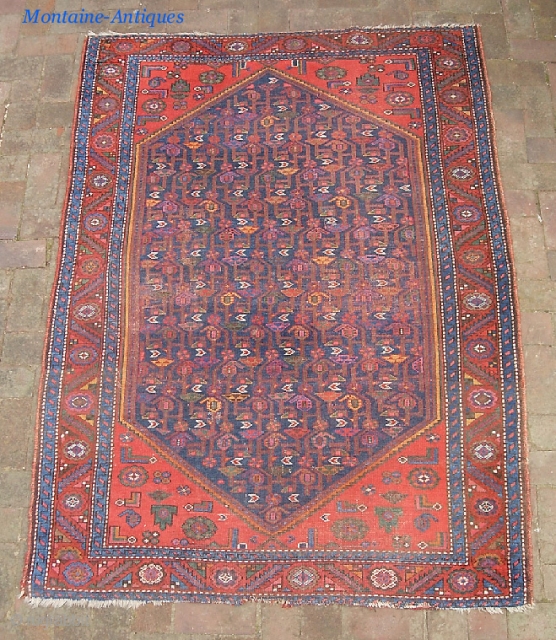 Persian Rug on Wool-- 4 ft 7  inches x 6 ft 5 inches. You might call it Malayer-- but being on wool foundation its probably safer to just call it Kurd.  ...