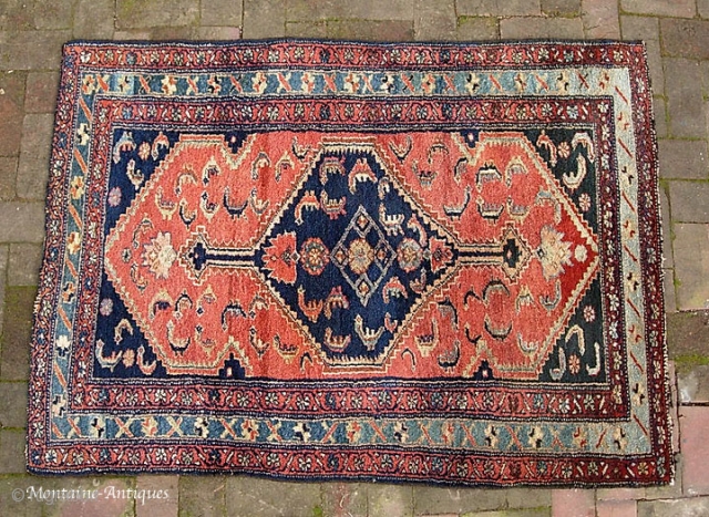 Kurdish zaronim, 3.6 x 4.10, early 20th century. Superb soft wool and shimmery natural color.  All wool foundation. Full, meaty pile has never been on the floor.     