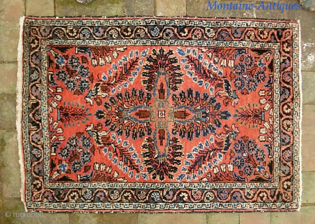 Hamadan Pushti. 2 ft 0 in x 2 ft. 11 inches. Classic art deco/ Lilihan design.  Weave is akin to Mehriban. Decorative little rug. Useful size. Condition excellent. $15 for UPS  ...