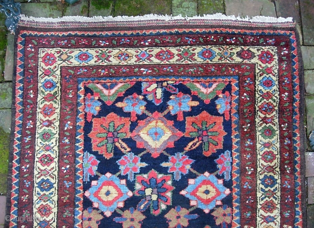 Hamadan Runner. 3 ft 6 in x 13 ft 1 in. Beautiful mina khani with great vegetable colors. Thick, plush, very good condition. $35 for UPS shipping, lower 48.    